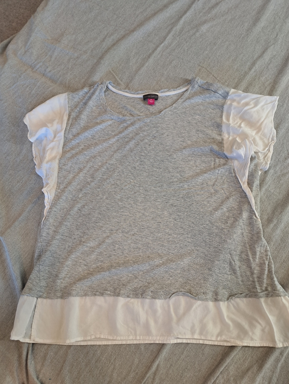60% Cotton 40% Modal Vince Camuto Heather Gray/white Top T-shirt Sz XL/L